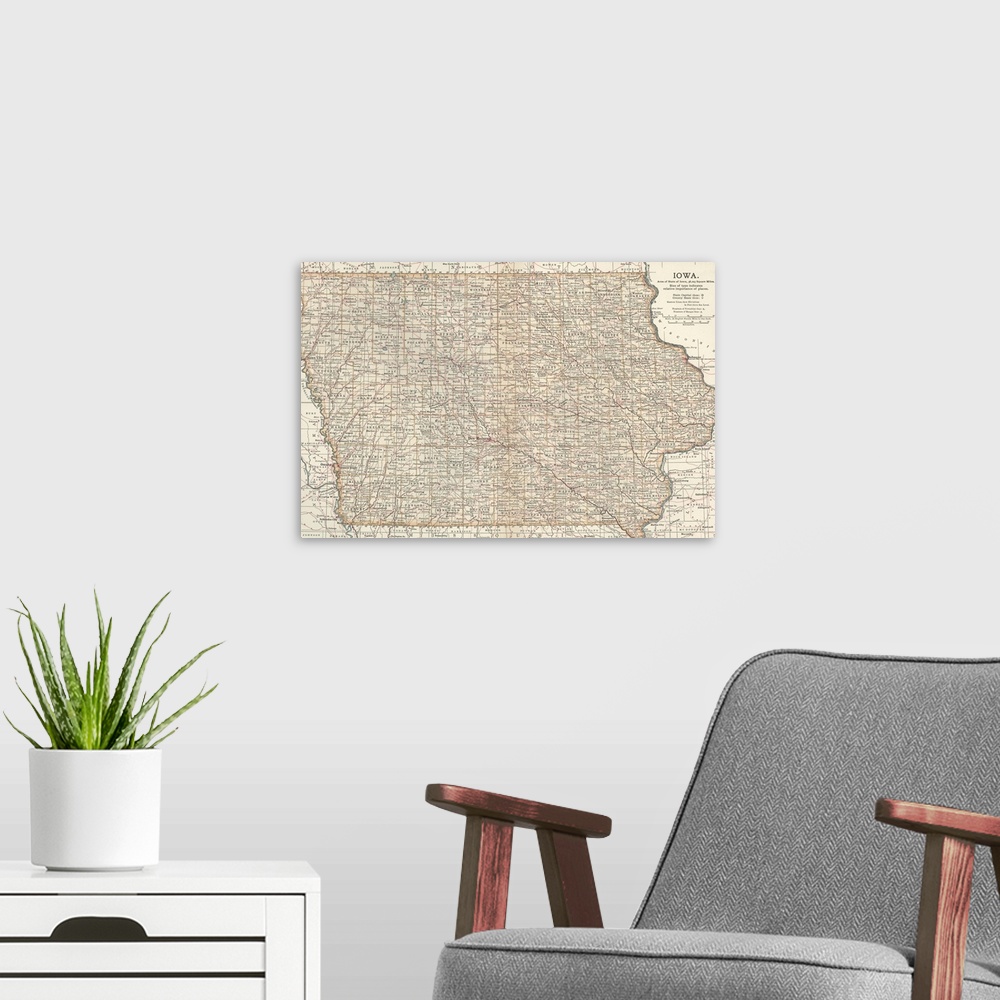 A modern room featuring Iowa - Vintage Map