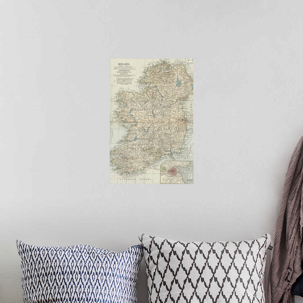 A bohemian room featuring Ireland - Vintage Map