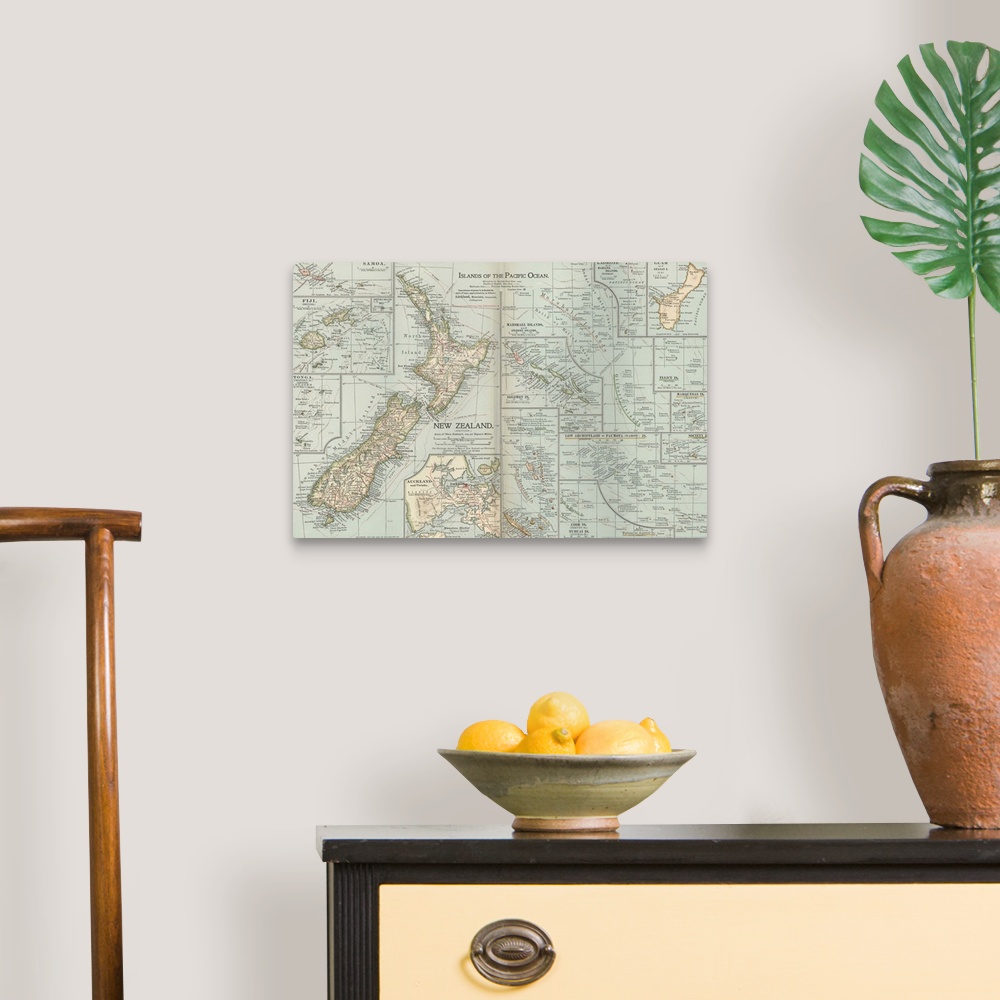 A traditional room featuring Islands of the Pacific Ocean - Vintage Map