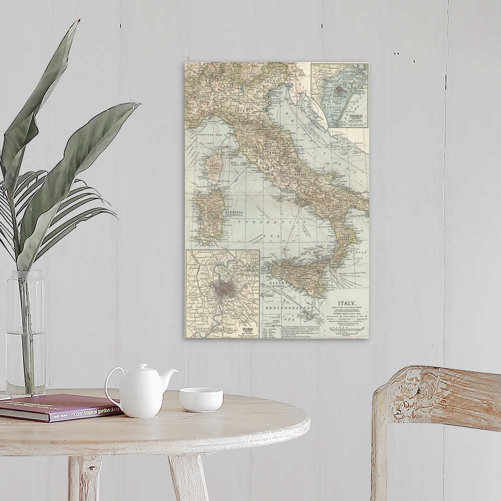 A farmhouse room featuring Italy - Vintage Map