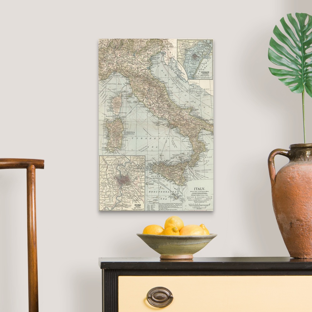 A traditional room featuring Italy - Vintage Map