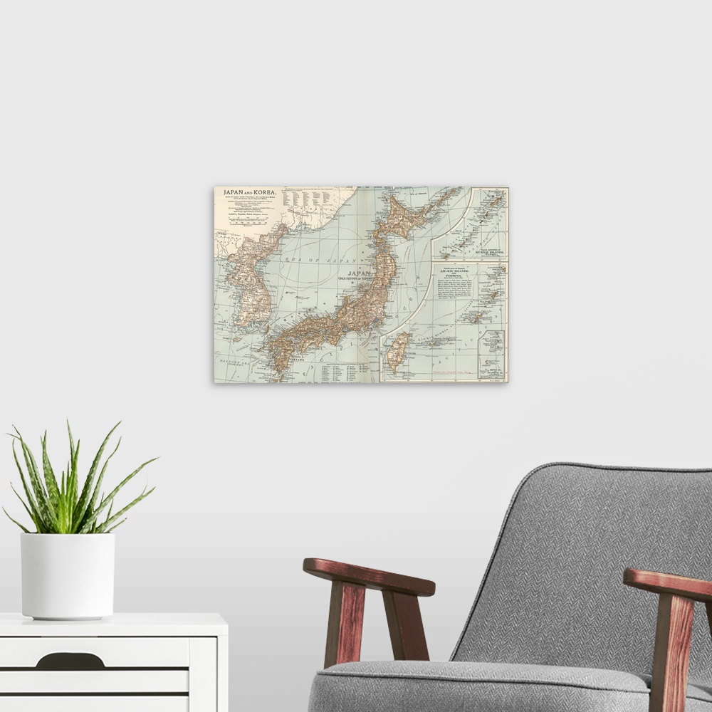 A modern room featuring Japan - Vintage Map
