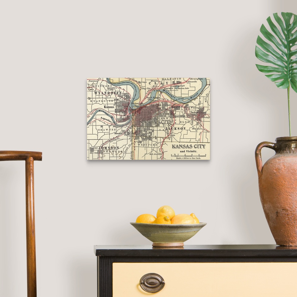 A traditional room featuring Kansas City - Vintage Map
