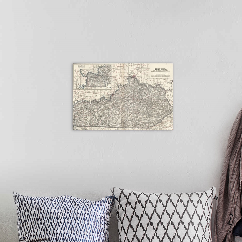A bohemian room featuring Kentucky - Vintage Map
