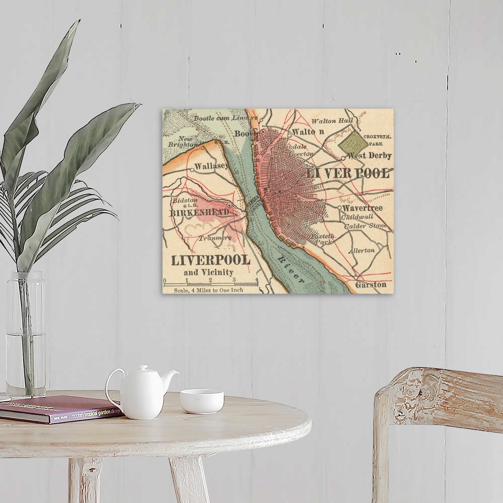 A farmhouse room featuring Liverpool - Vintage Map