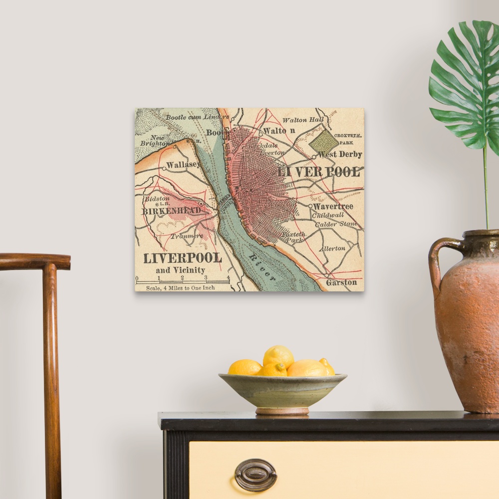 A traditional room featuring Liverpool - Vintage Map