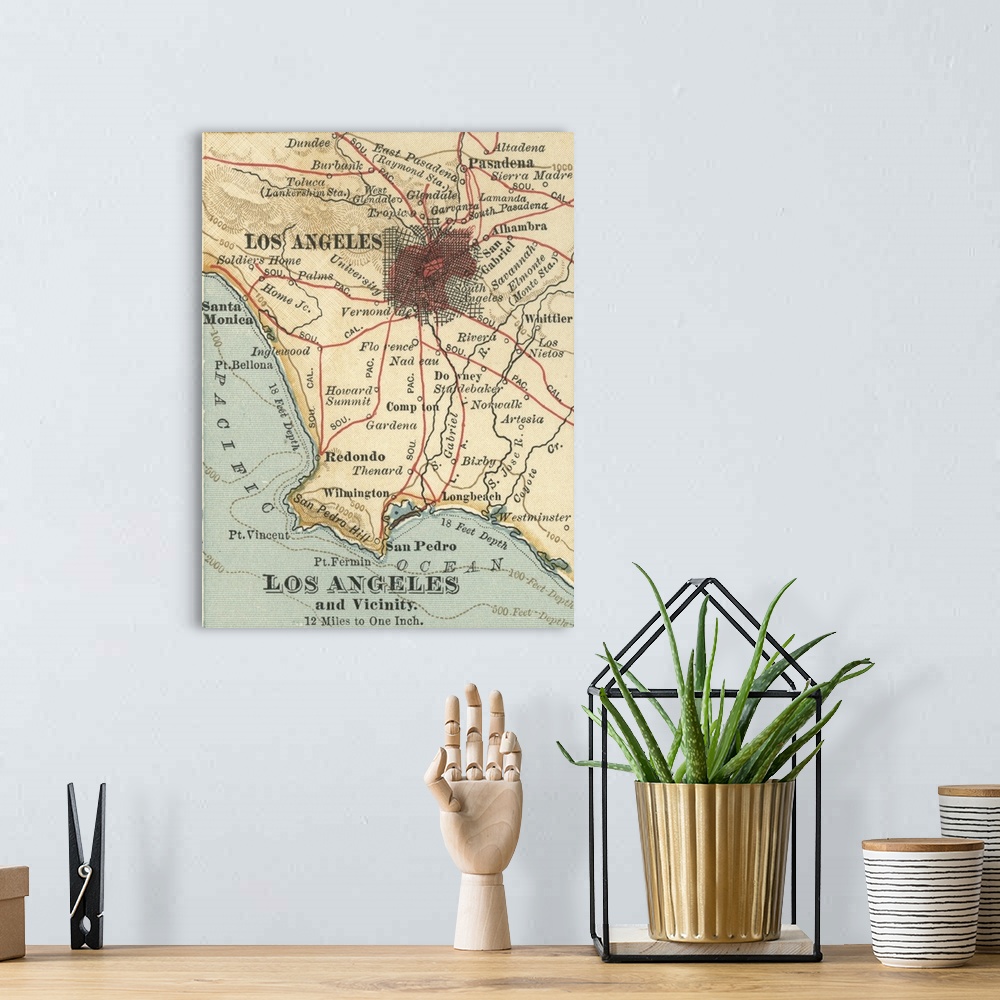A bohemian room featuring Los Angeles - Vintage Map