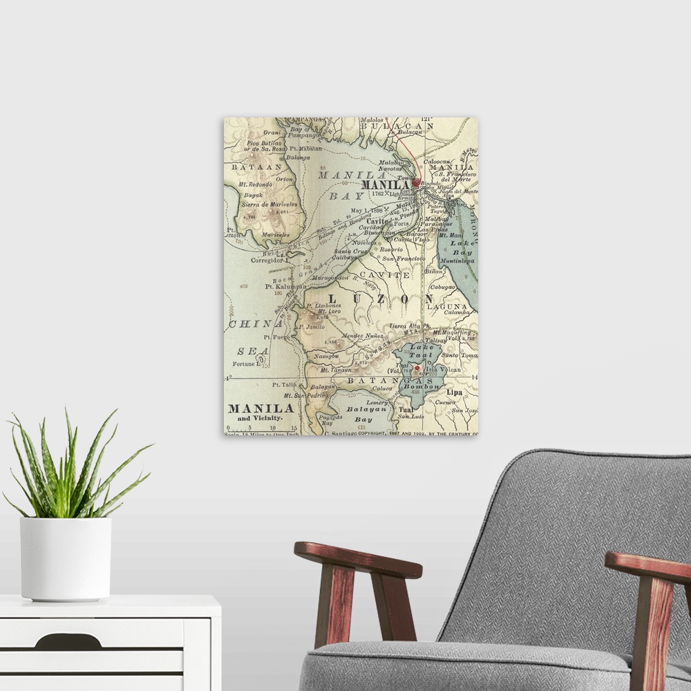 A modern room featuring Manila and Vicinity - Vintage Map