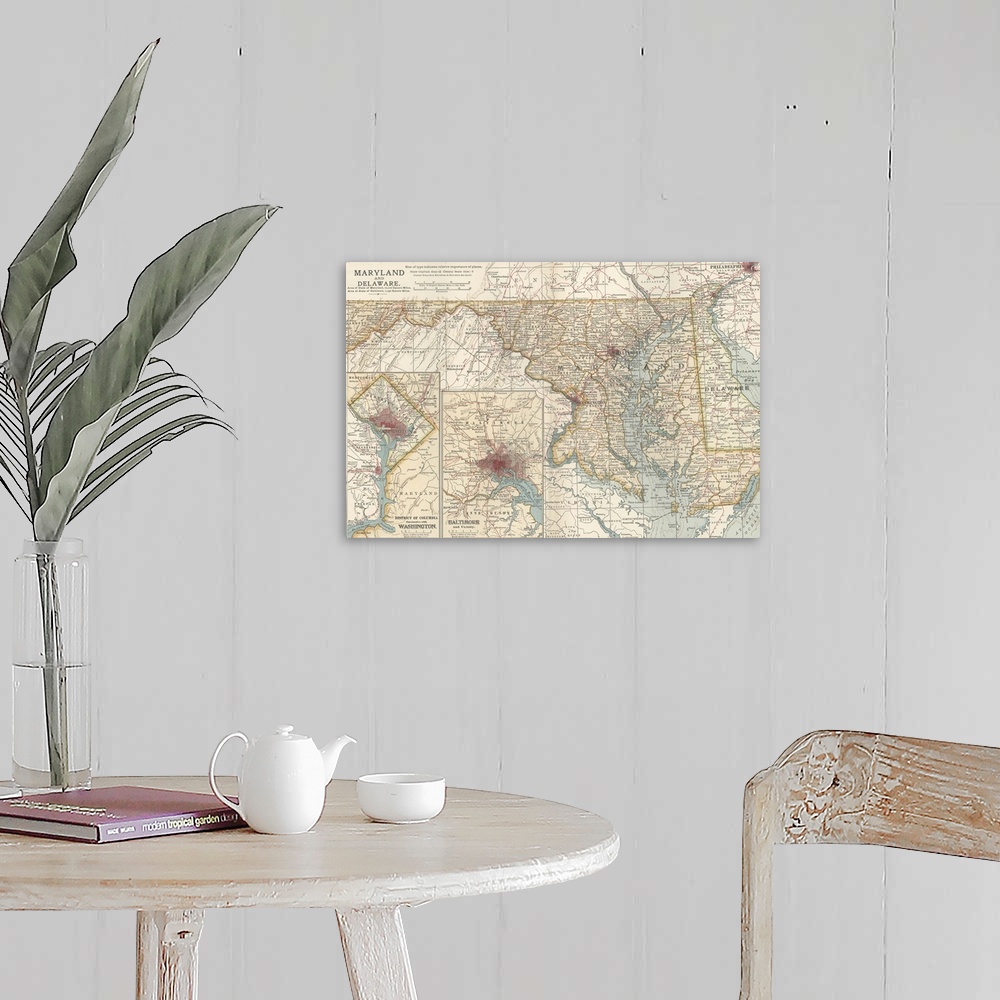 A farmhouse room featuring Maryland - Vintage Map