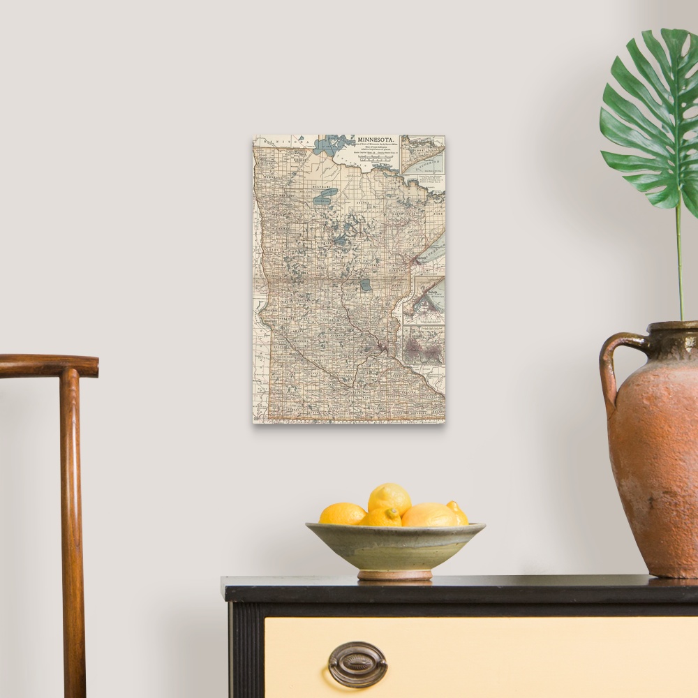 A traditional room featuring Minnesota - Vintage Map