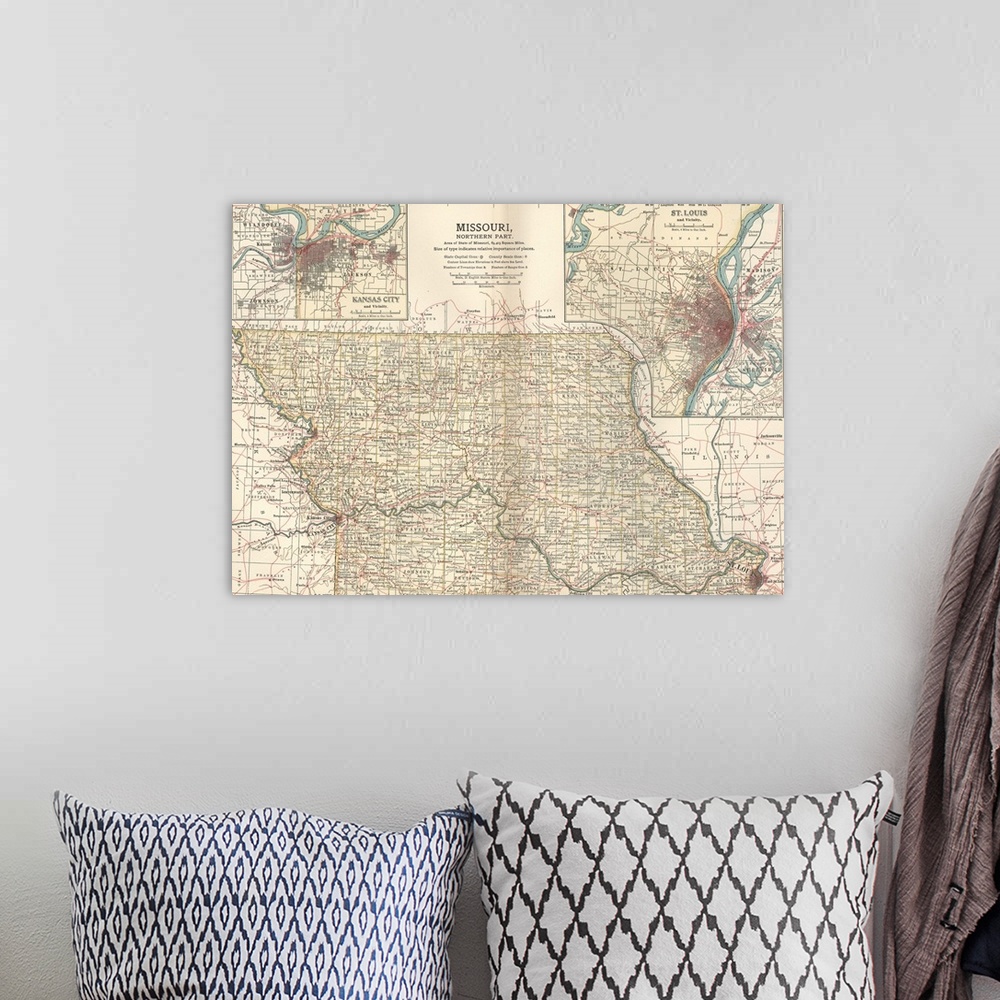 A bohemian room featuring Missouri, Northern Part - Vintage Map