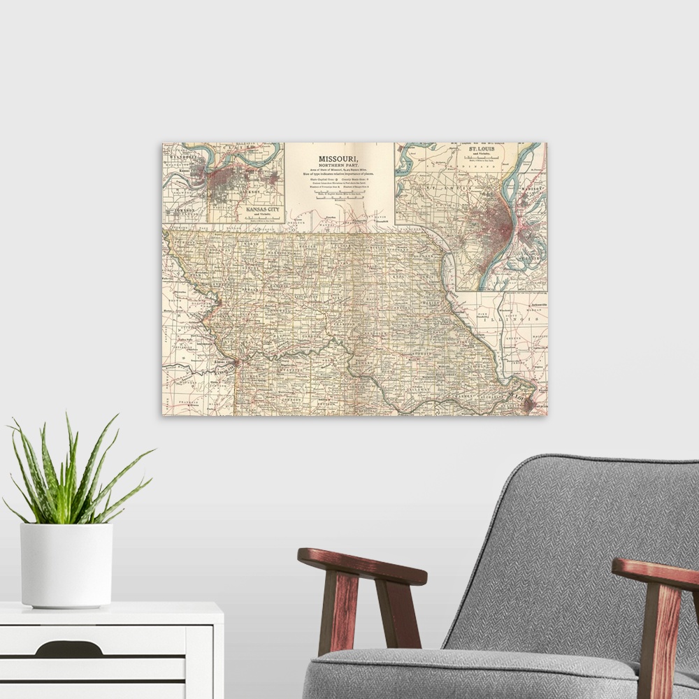A modern room featuring Missouri, Northern Part - Vintage Map