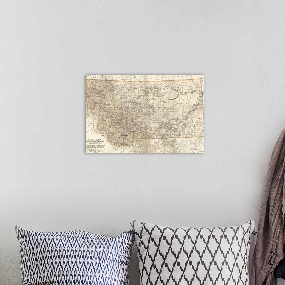 A bohemian room featuring Montana - Vintage Map