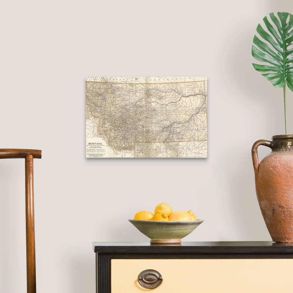 A traditional room featuring Montana - Vintage Map