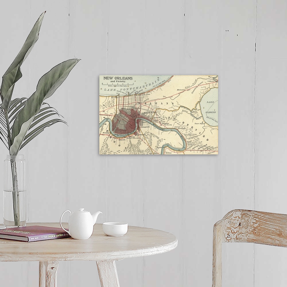 A farmhouse room featuring New Orleans - Vintage Map