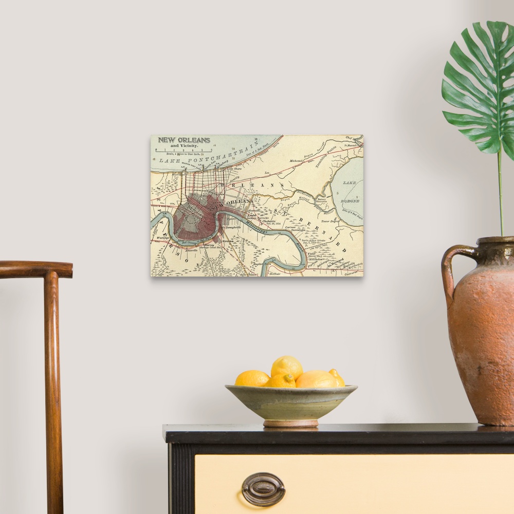 A traditional room featuring New Orleans - Vintage Map