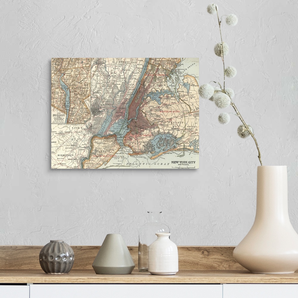 A farmhouse room featuring New York City - Vintage Map