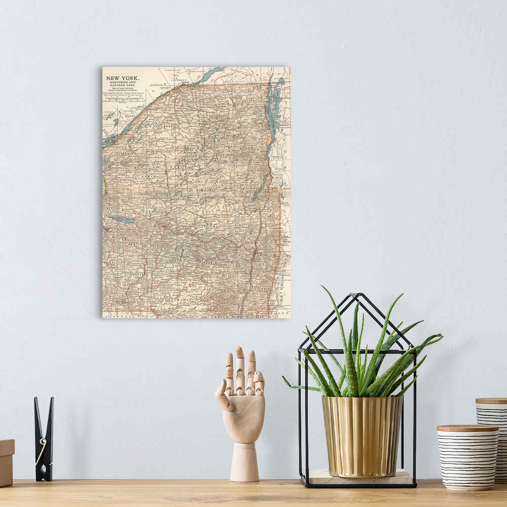 A bohemian room featuring New York, Northern and Eastern Part - Vintage Map