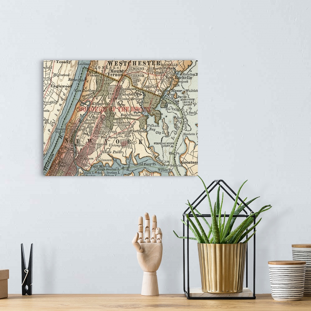 A bohemian room featuring New York - Vintage Map