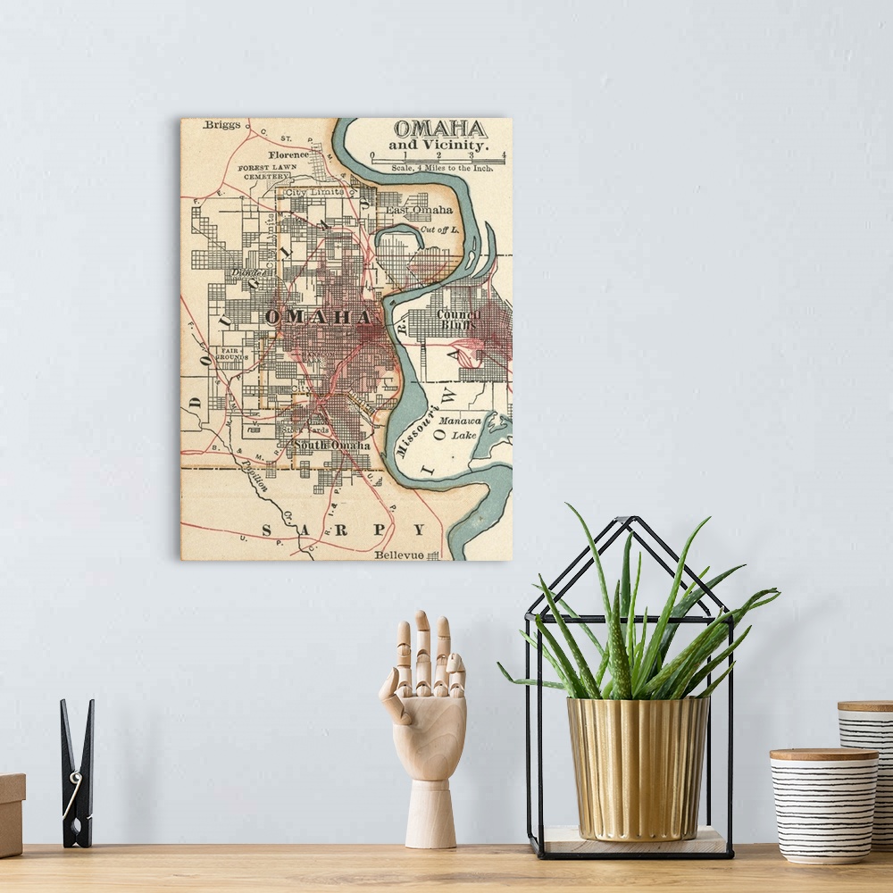 A bohemian room featuring Omaha - Vintage Map