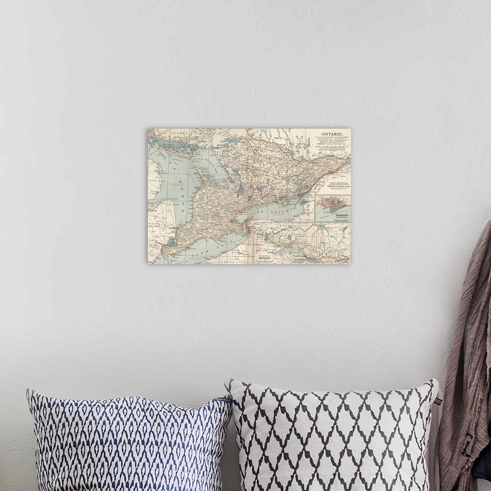 A bohemian room featuring Ontario - Vintage Map