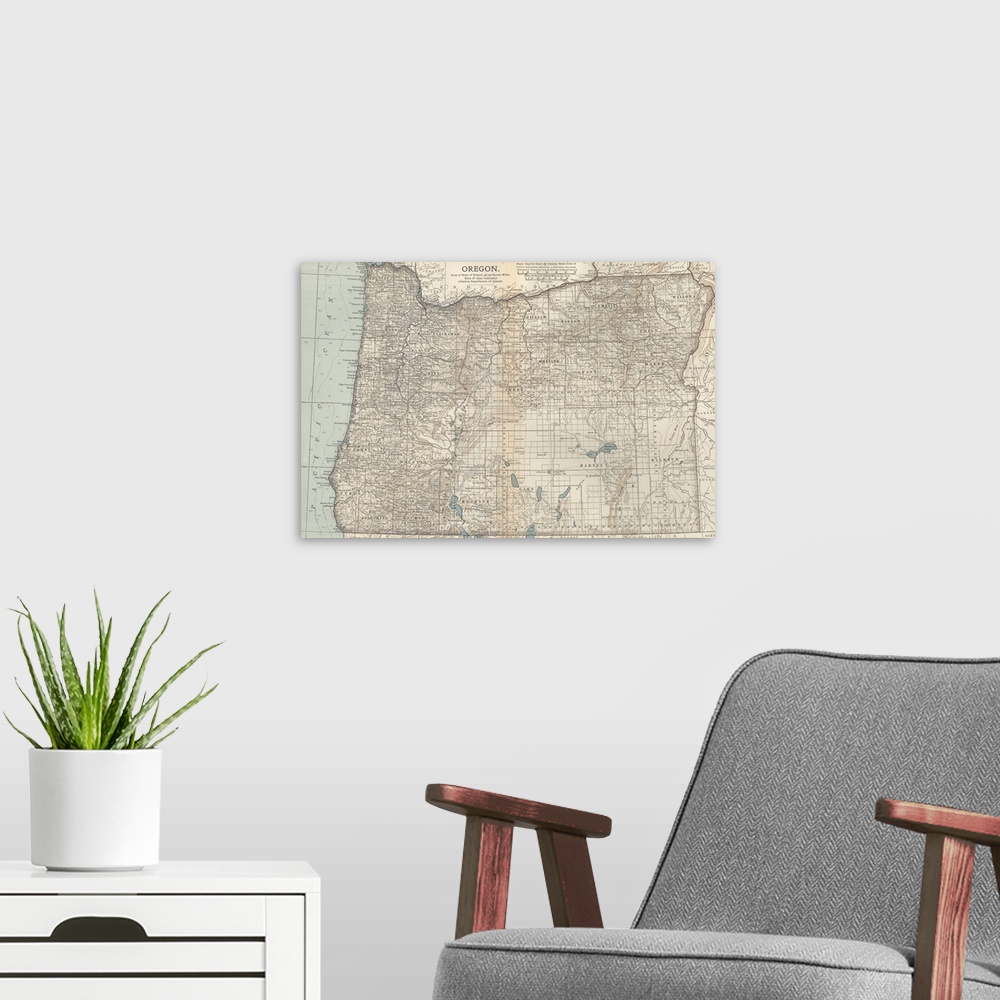A modern room featuring Oregon - Vintage Map