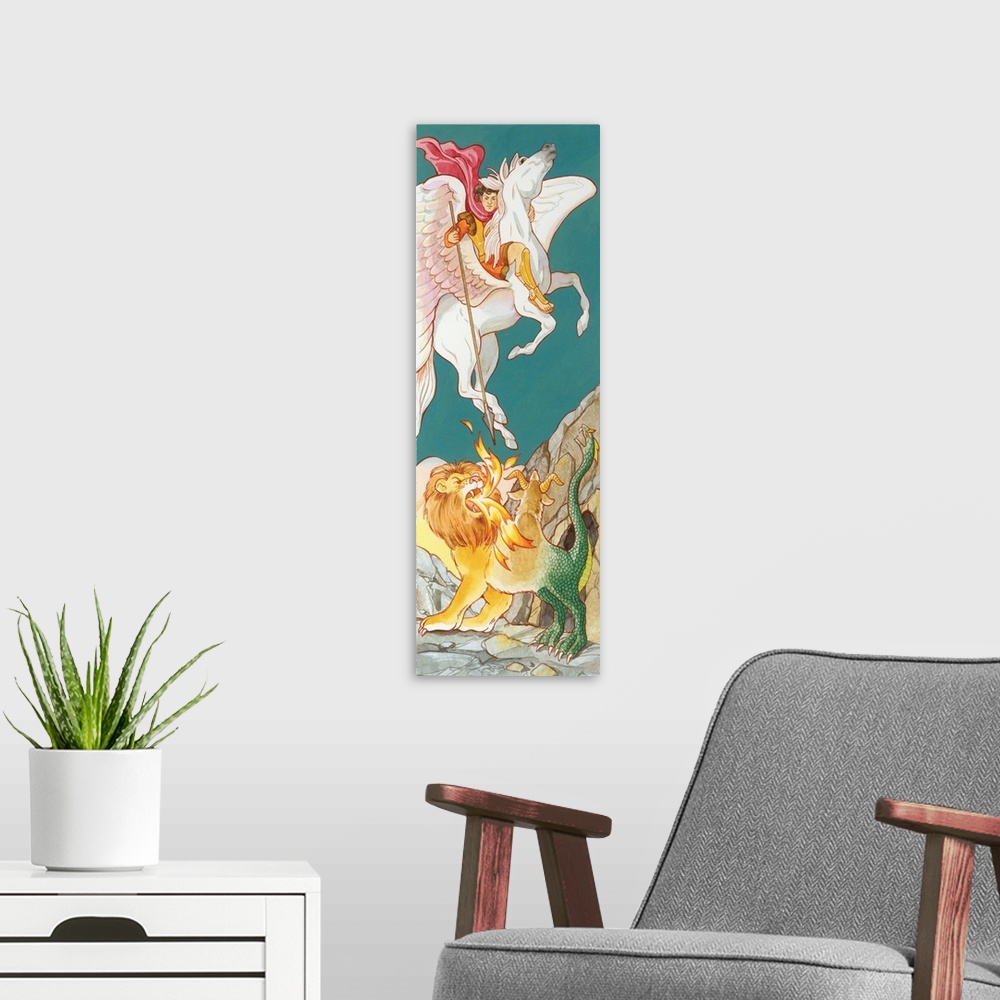A modern room featuring Pegasus, Greek mythology