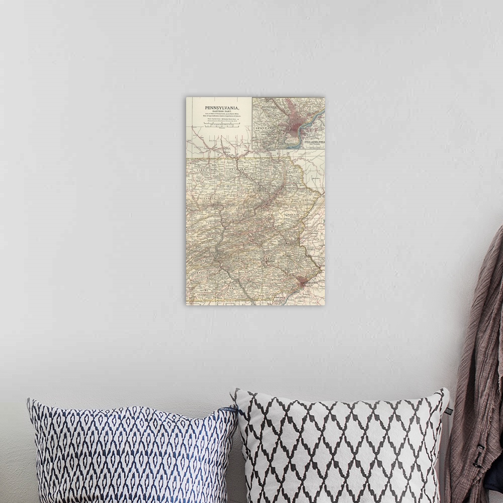A bohemian room featuring Pennsylvania, Eastern Part - Vintage Map