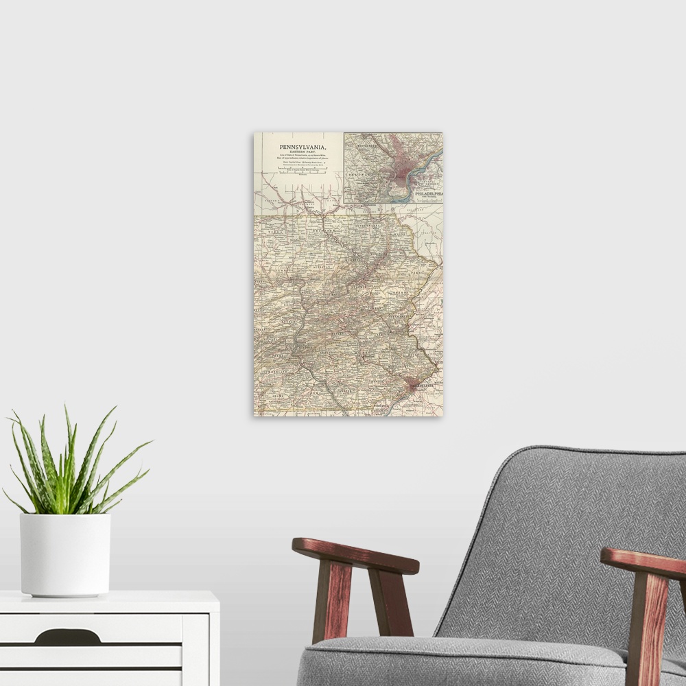 A modern room featuring Pennsylvania, Eastern Part - Vintage Map