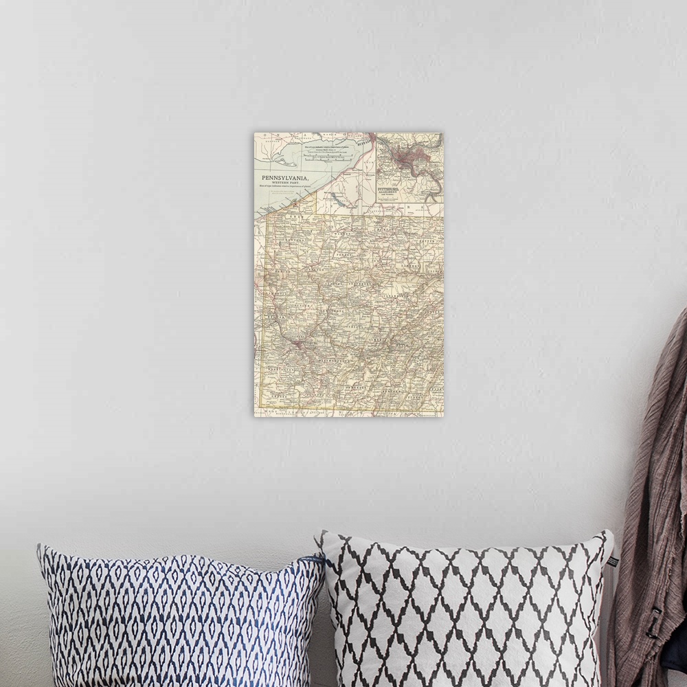 A bohemian room featuring Pennsylvania, Western Part - Vintage Map