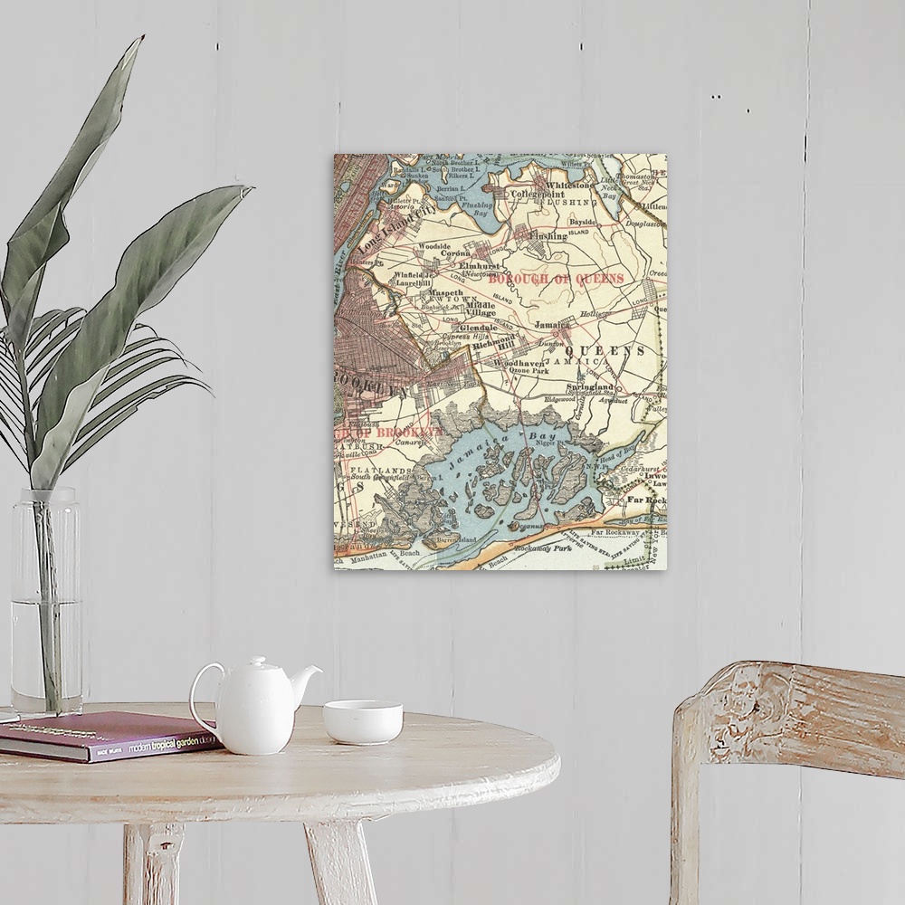 A farmhouse room featuring Queens - Vintage Map