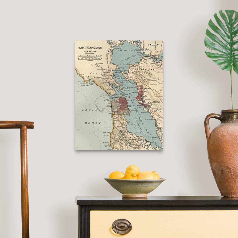 A traditional room featuring San Francisco Bay - Vintage Map