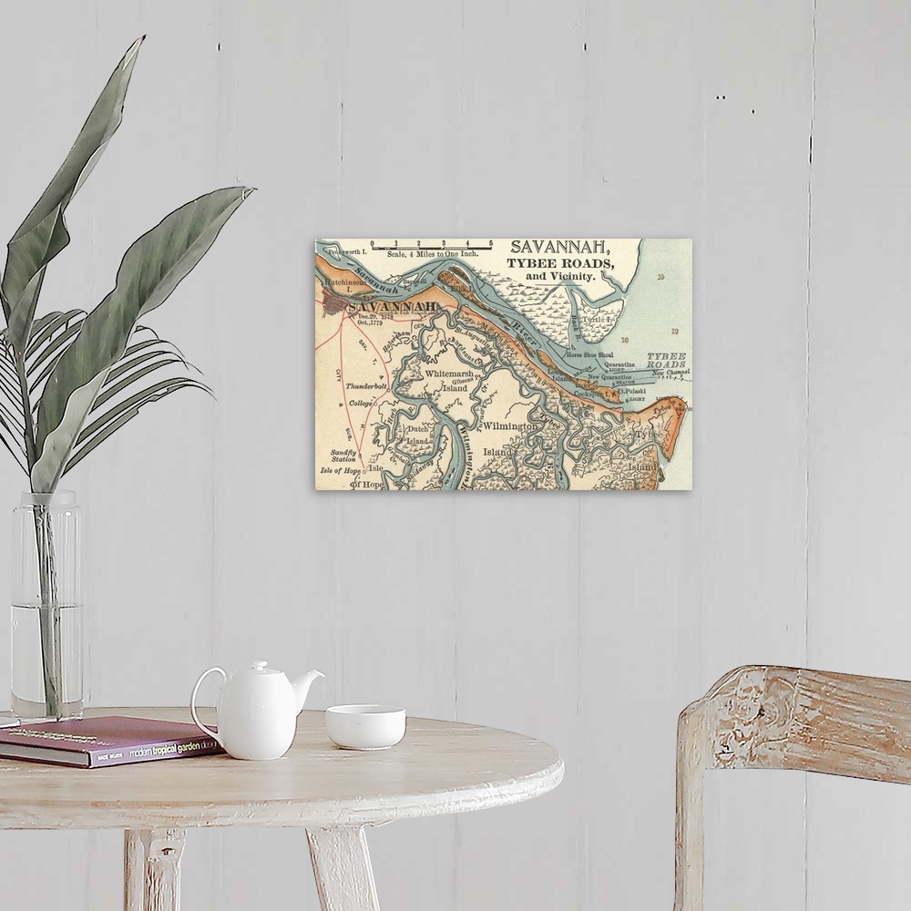 A farmhouse room featuring Savannah River - Vintage Map