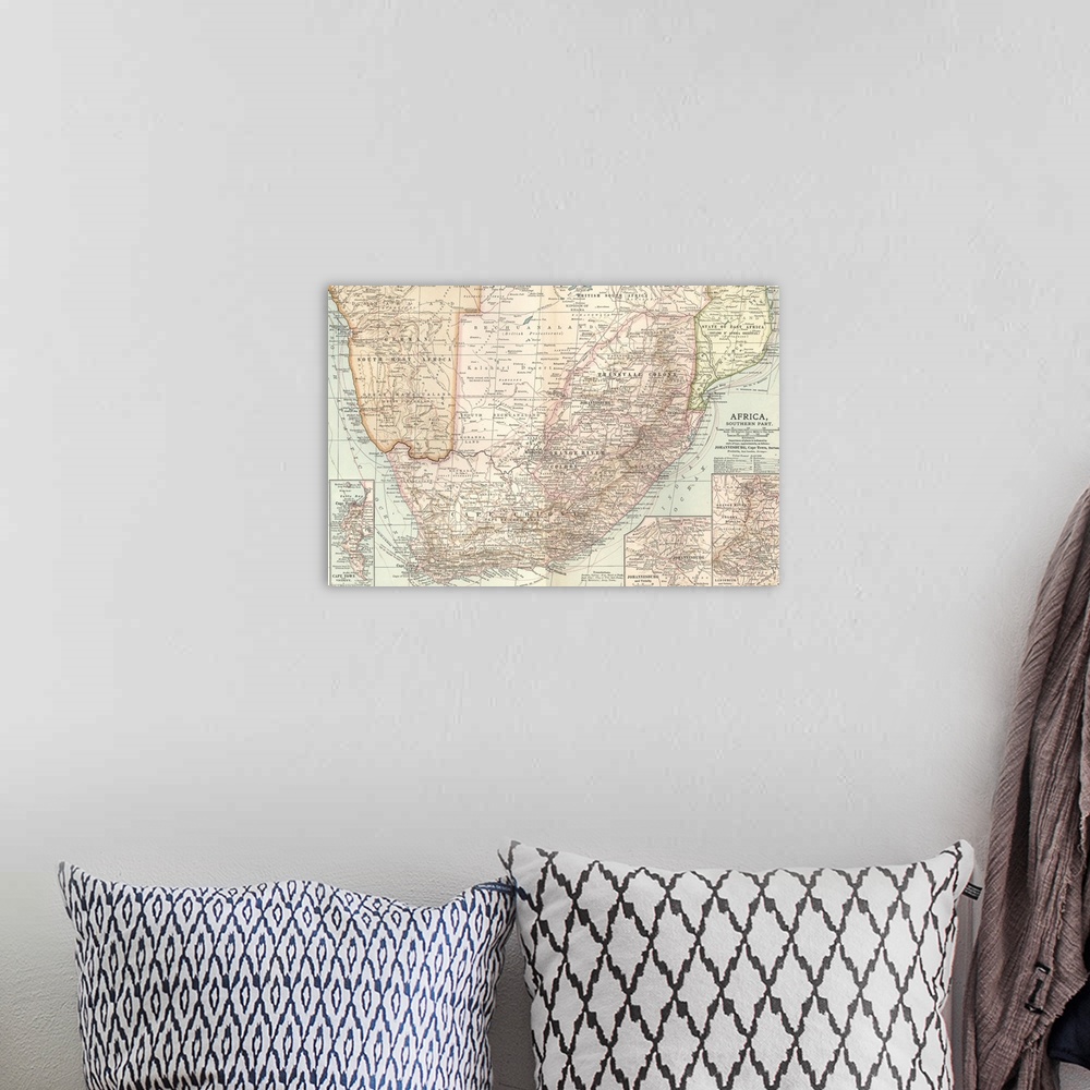 A bohemian room featuring South Africa - Vintage Map