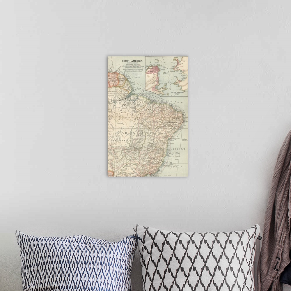 A bohemian room featuring South America, Eastern Part - Vintage Map