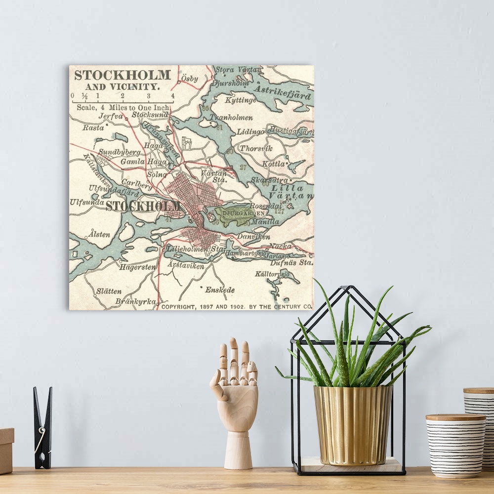 A bohemian room featuring Stockholm - Vintage Map