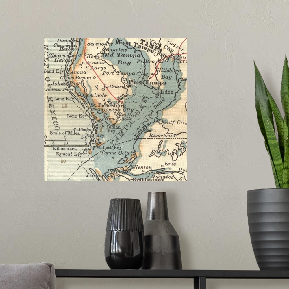 A modern room featuring Tampa Bay - Vintage Map