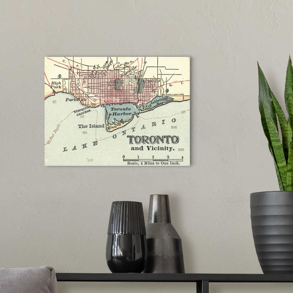 A modern room featuring Toronto - Vintage Map