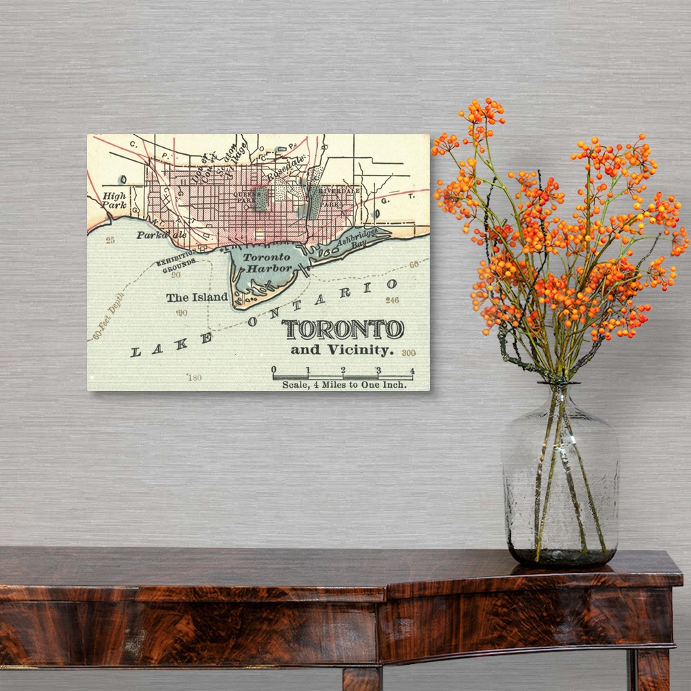 A traditional room featuring Toronto - Vintage Map