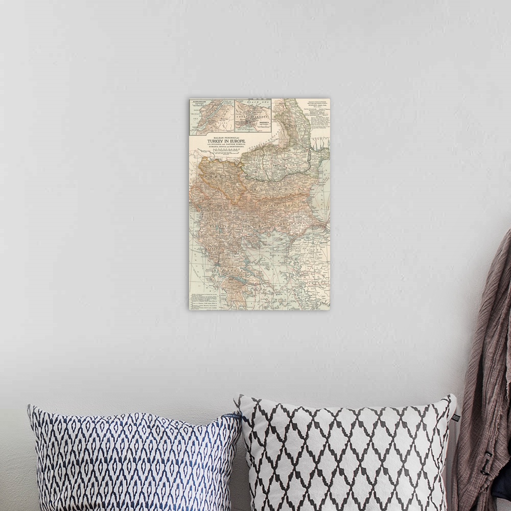 A bohemian room featuring Turkey in Europe - Vintage Map