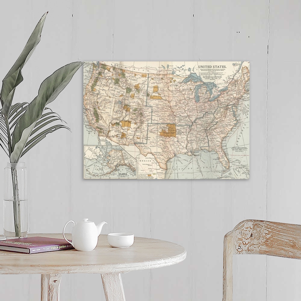 A farmhouse room featuring United States - Vintage Map