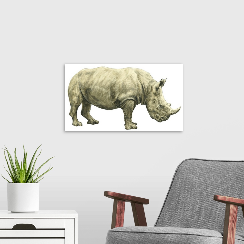 A modern room featuring White Rhinoceros (Ceratotherium Simus)