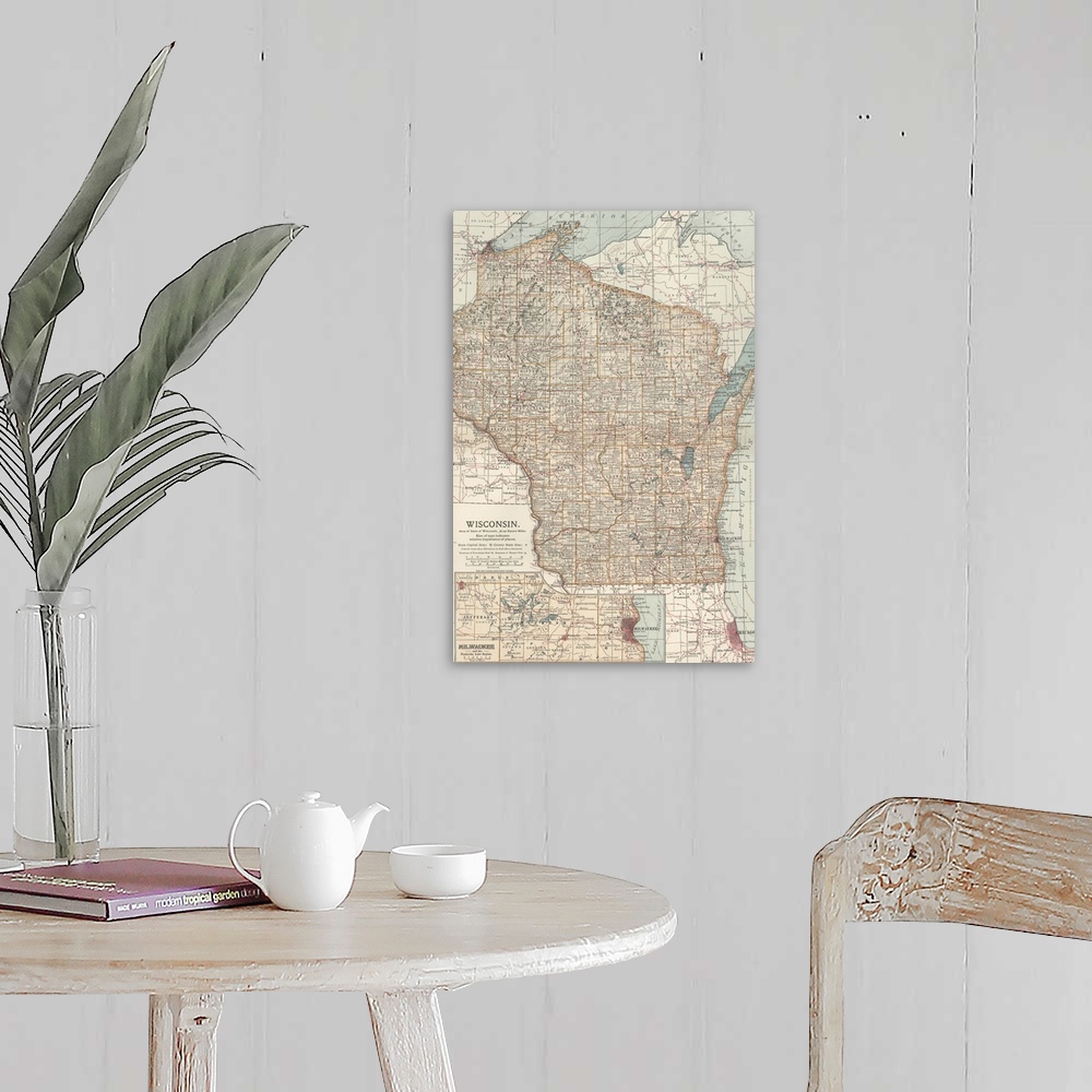 A farmhouse room featuring Wisconsin - Vintage Map