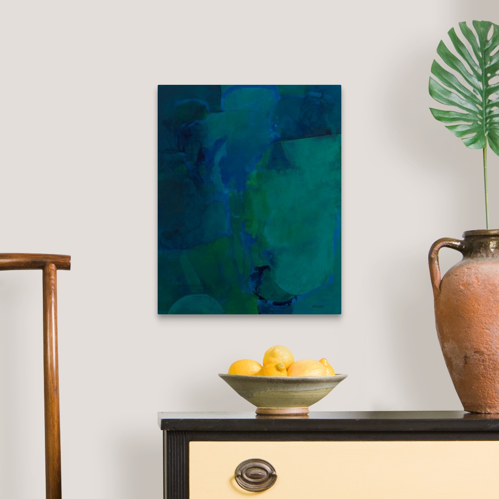 A traditional room featuring Dreamy, almost liquid, blues and greens. Very deep tones and vibrancy.