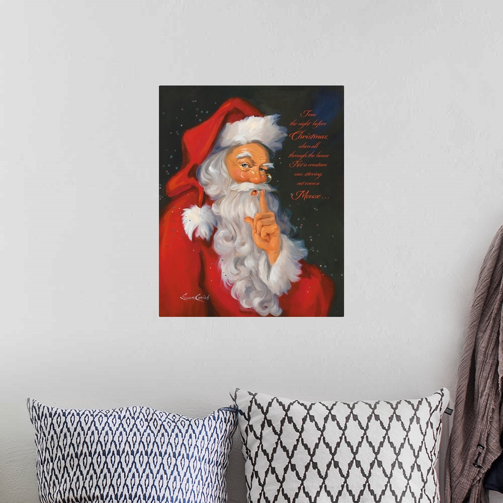 A bohemian room featuring Portrait of Santa Claus.