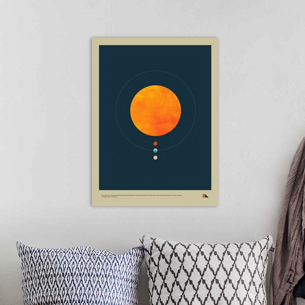 A bohemian room featuring Educational graphic poster demonstrating a habitable zone. Quote at the bottom reads: Now is the ...