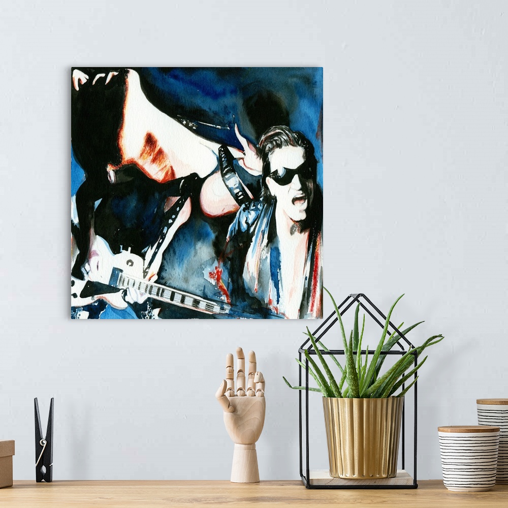A bohemian room featuring Illustration inspired by U2's video for The Fly starring Bono and Edge and especially Bono's neck...