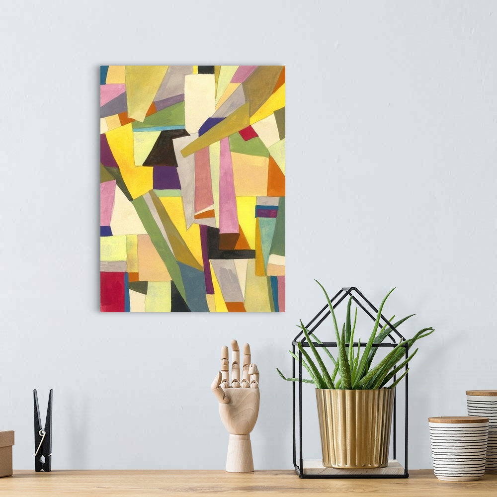 A bohemian room featuring One painting in a series of geometric abstracts in various colors depicting the artist's interpre...