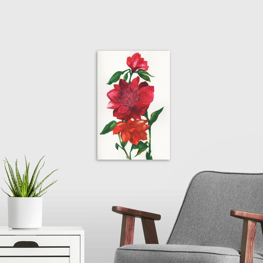 A modern room featuring Three Wild Roses