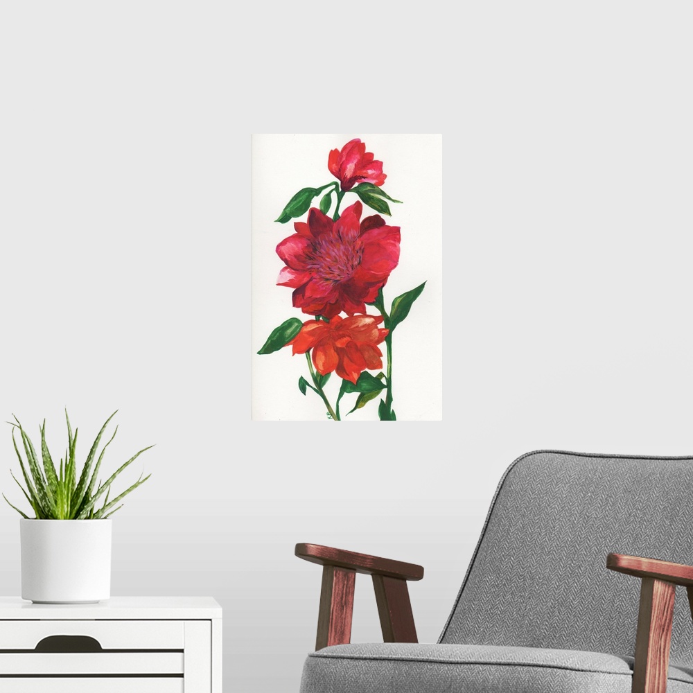 A modern room featuring Three Wild Roses